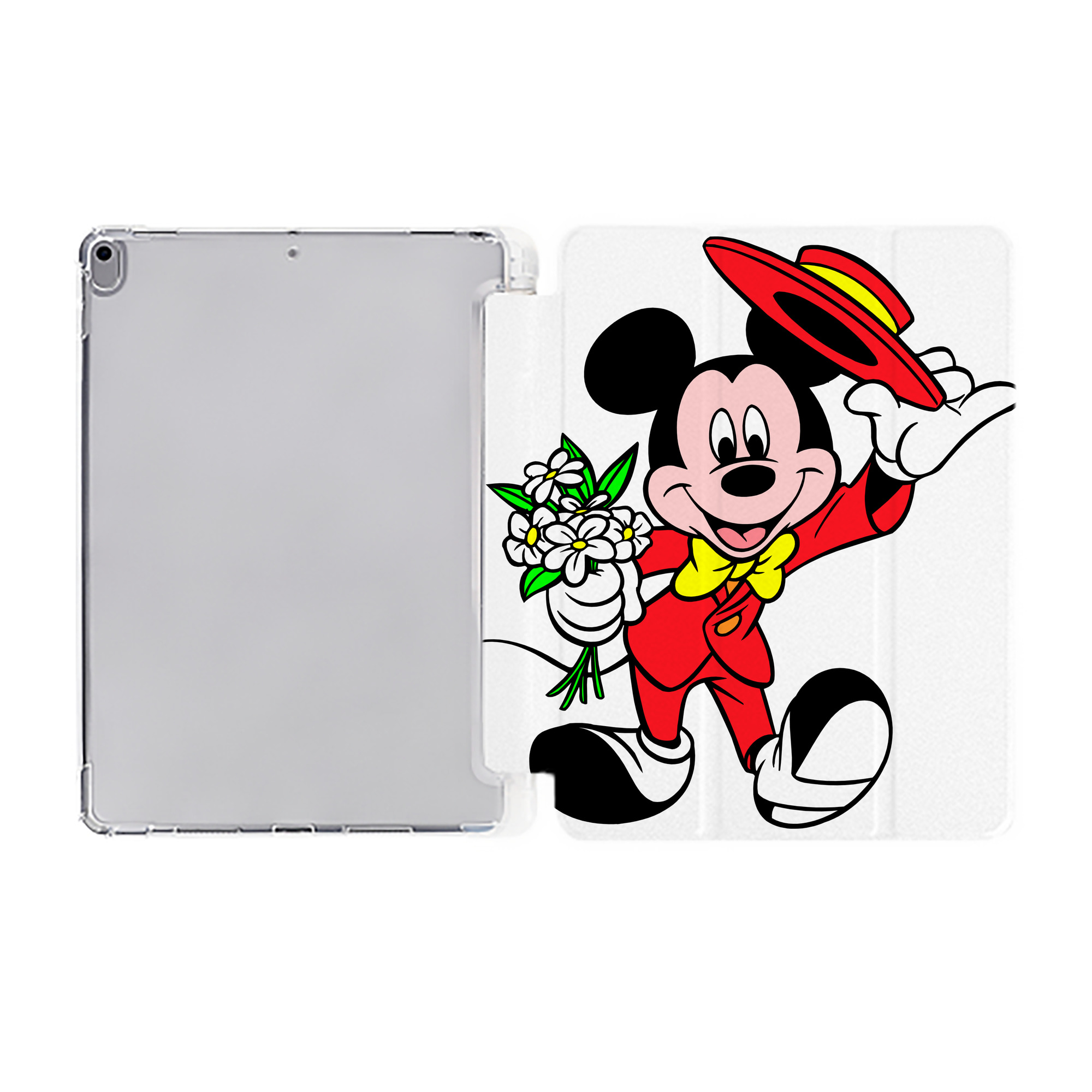 （画像用） ミッキーマウス Mickey Mouse IPad ケース ペン収納付き 三つ折りスタンド PUレザー×シリコン 対応機種9.5/10.5/10.9インチ